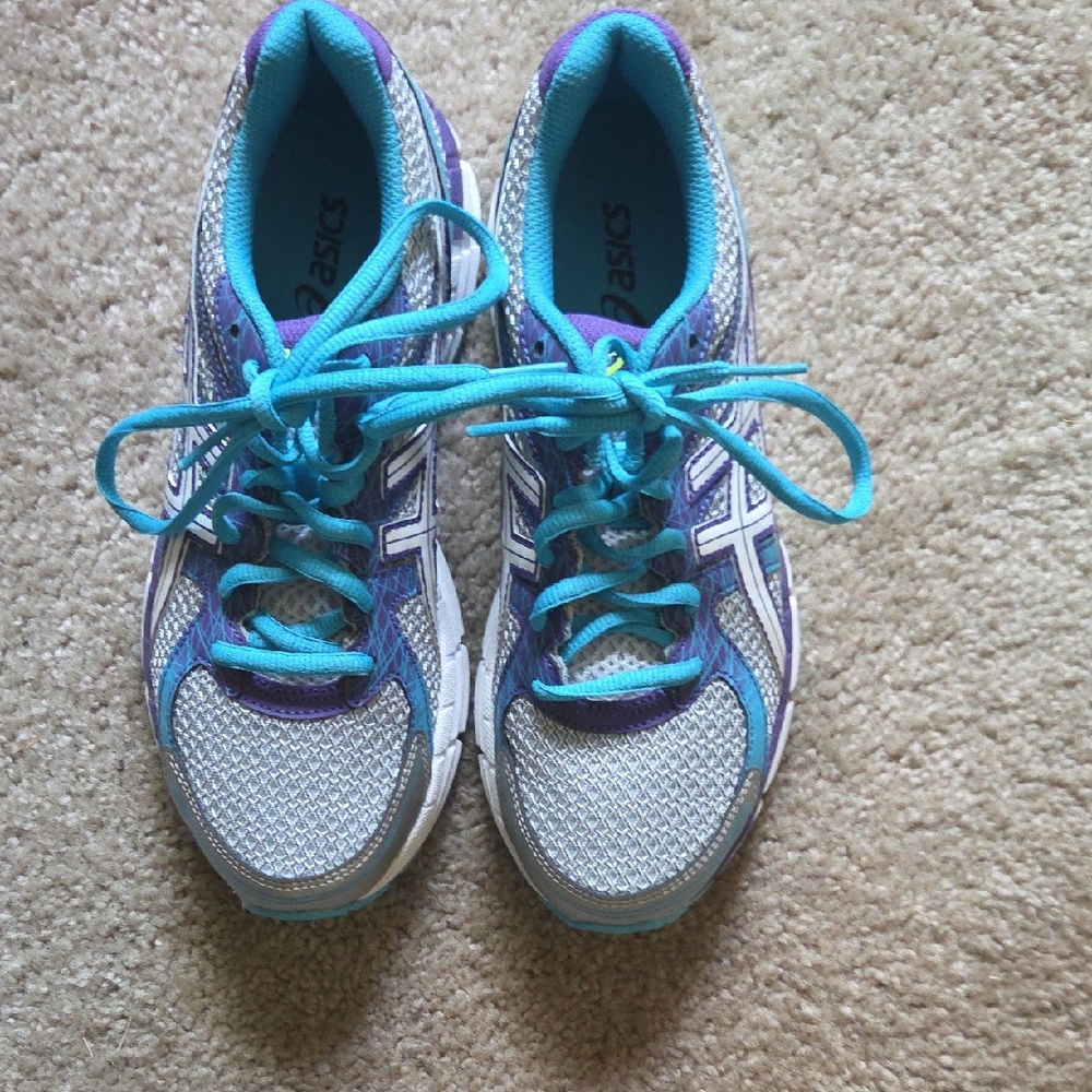 Asics Turquoise and Violet Athletic Sneakers